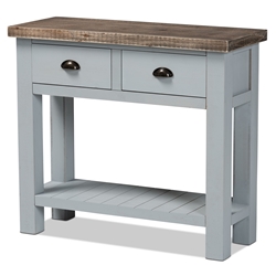 Baxton Studio Hastin Classic and Traditional Two-Tone Grey and Antique Brown Finished Wood 2-Drawer Console Table
